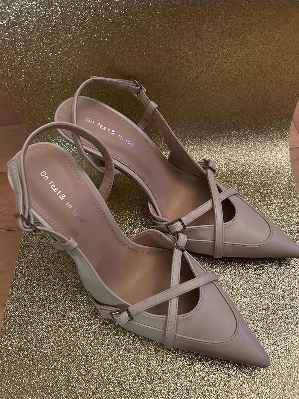Pointed Slingback Heels in Light Taupe by On feel & in love nwt but no box